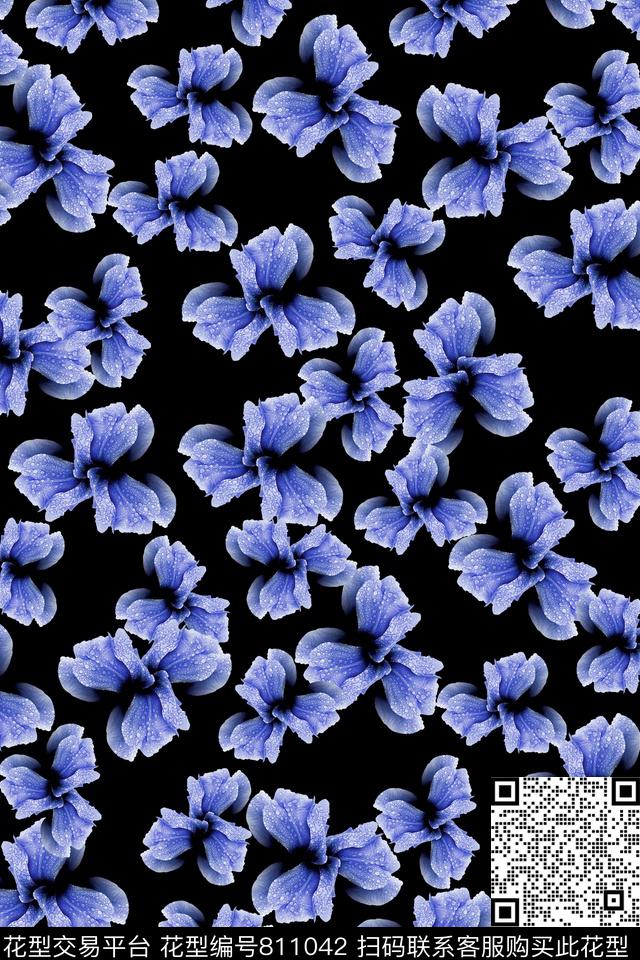 花朵女装清新数码印花花型下载（图片编号: 811042） - 瓦栏（Walan）