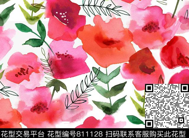 玉兰花牡丹花卉数码印花花型下载（图片编号: 811128） - 瓦栏（Walan）