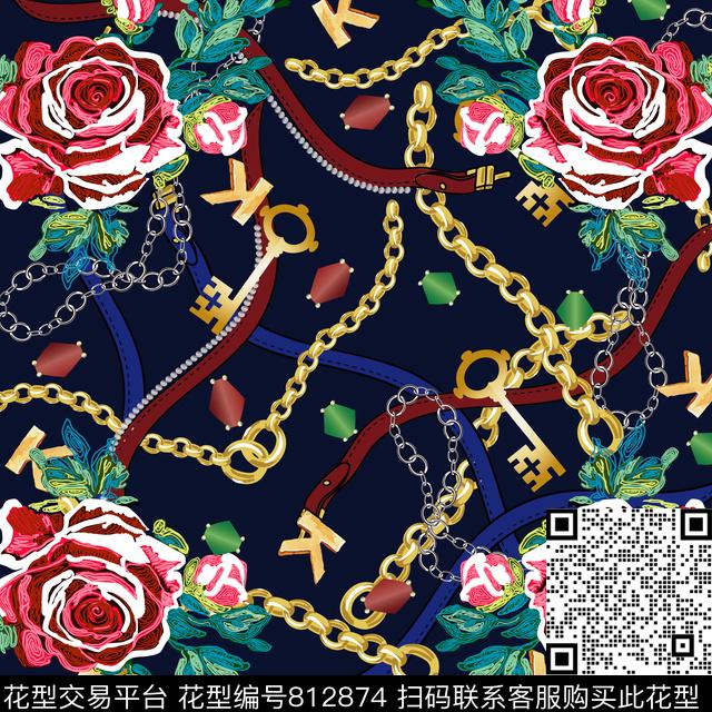 33g.jpg - 812874 - 大花 花朵 花卉 - 数码印花花型 － 方巾花型设计 － 瓦栏