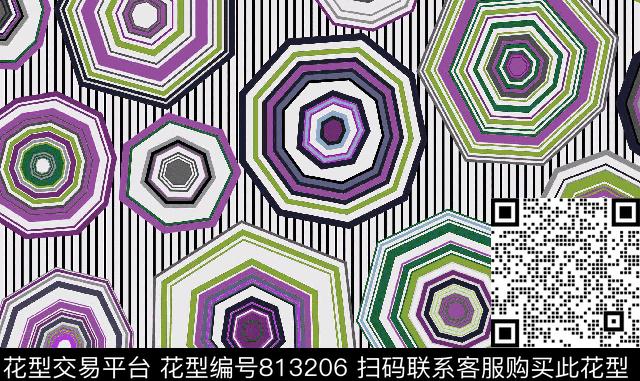 不规则几何菱形方格数码印花花型下载（图片编号: 813206） - 瓦栏（Walan）