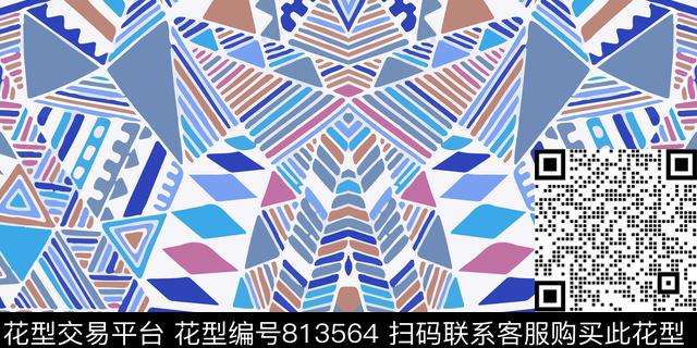 解构几何菱形传统印花花型下载（图片编号: 813564） - 瓦栏（Walan）