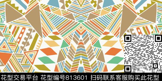 解构几何菱形传统印花花型下载（图片编号: 813601） - 瓦栏（Walan）