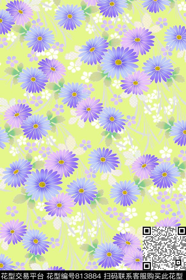 花朵女装花卉数码印花花型下载（图片编号: 813884） - 瓦栏（Walan）