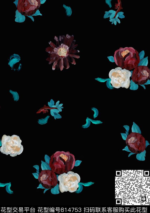 MY1702002-B.jpg - 814753 - 现代 花朵 花卉 - 数码印花花型 － 女装花型设计 － 瓦栏