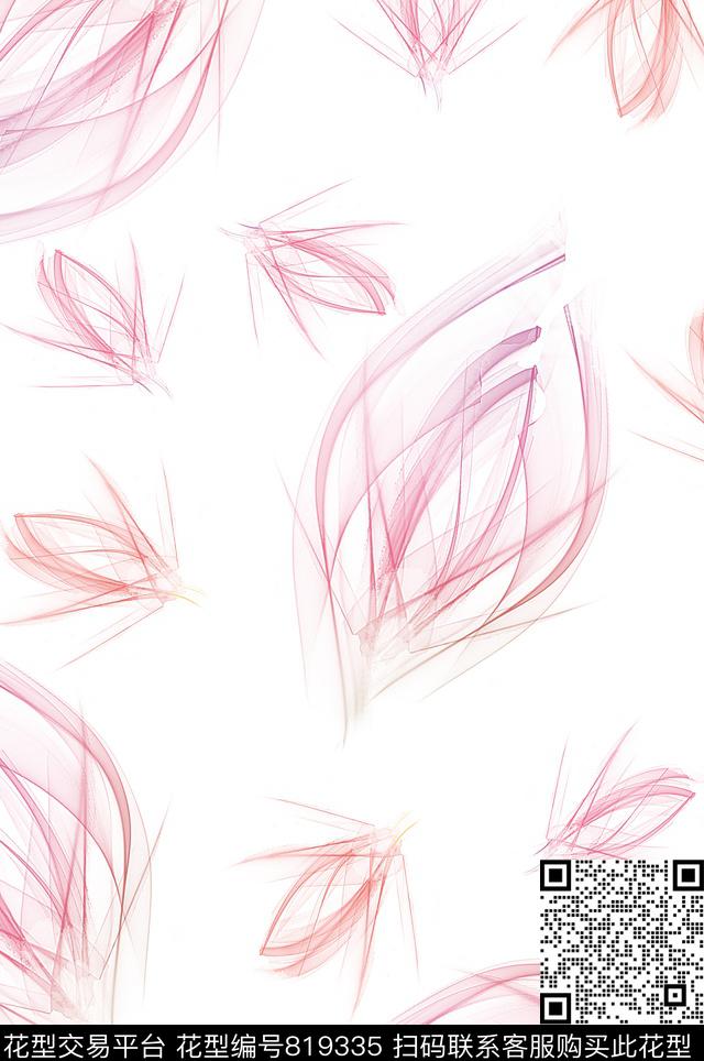 植物中国风国画数码印花花型下载（图片编号: 819335） - 瓦栏（Walan）