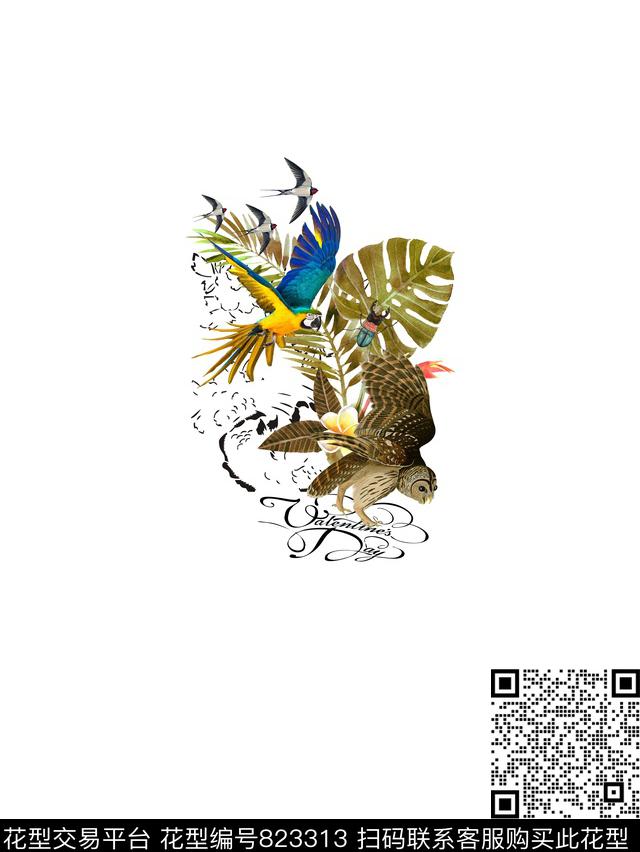 花卉欧式时尚数码印花花型下载（图片编号: 823313） - 瓦栏（Walan）