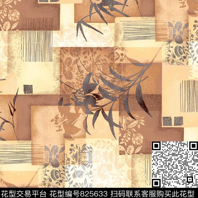 YJH170408k.jpg - 825633 - 抽象 布料 叶子 - 传统印花花型 － 沙发布花型设计 － 瓦栏