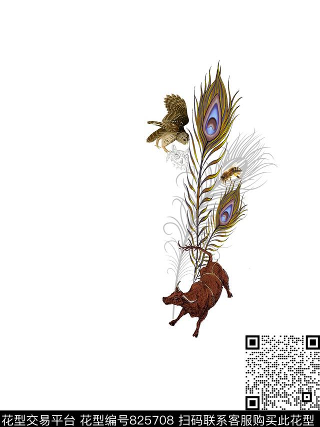 动物欧式时尚数码印花花型下载（图片编号: 825708） - 瓦栏（Walan）