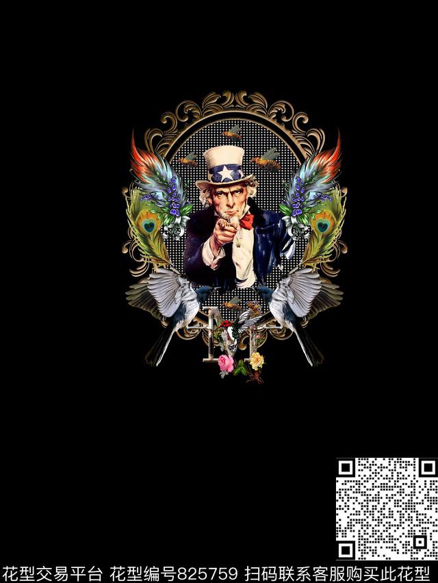 鸟时尚欧式数码印花花型下载（图片编号: 825759） - 瓦栏（Walan）