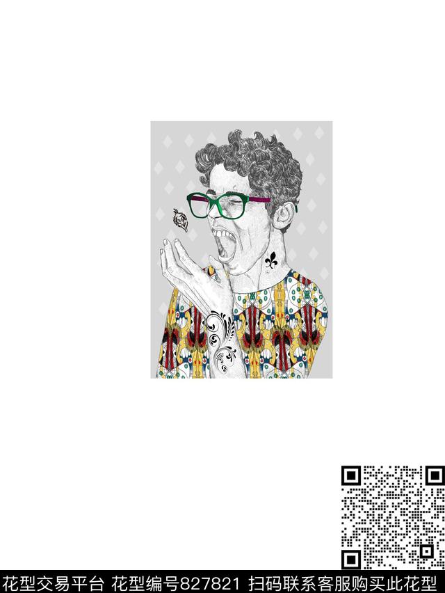 欧式时尚人物数码印花花型下载（图片编号: 827821） - 瓦栏（Walan）