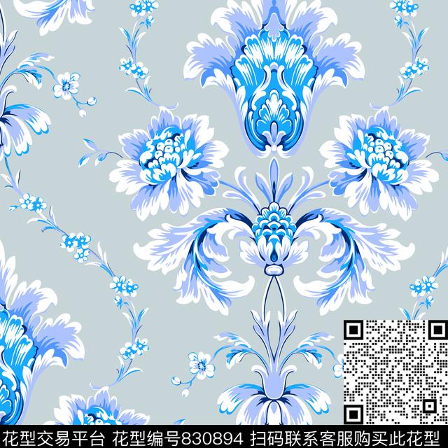 1600 (6).jpg - 830894 - 新古典 花朵 花卉 - 传统印花花型 － 墙纸花型设计 － 瓦栏