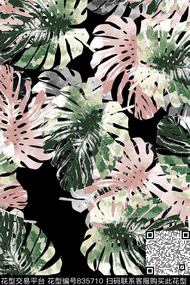 植物中国风国画数码印花花型下载（图片编号: 835710） - 瓦栏（Walan）