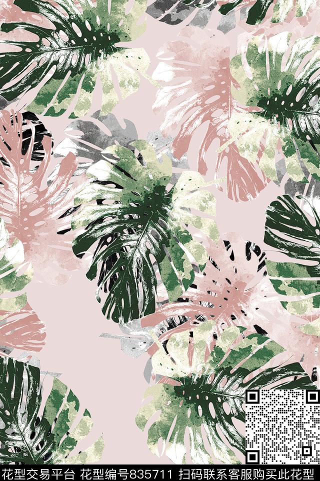 植物中国风国画数码印花花型下载（图片编号: 835711） - 瓦栏（Walan）