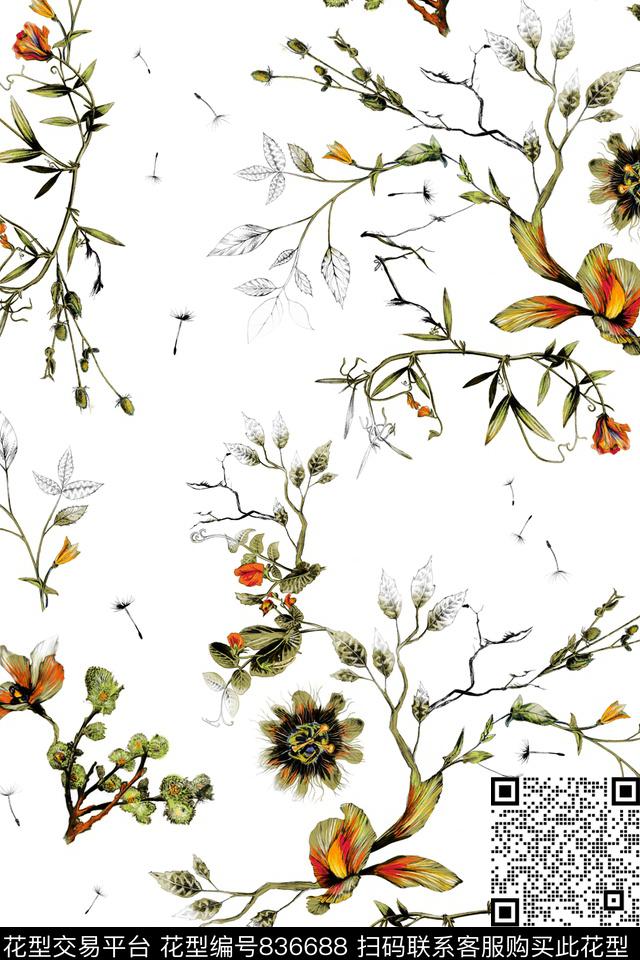 乱花花朵花卉数码印花花型下载（图片编号: 836688） - 瓦栏（Walan）