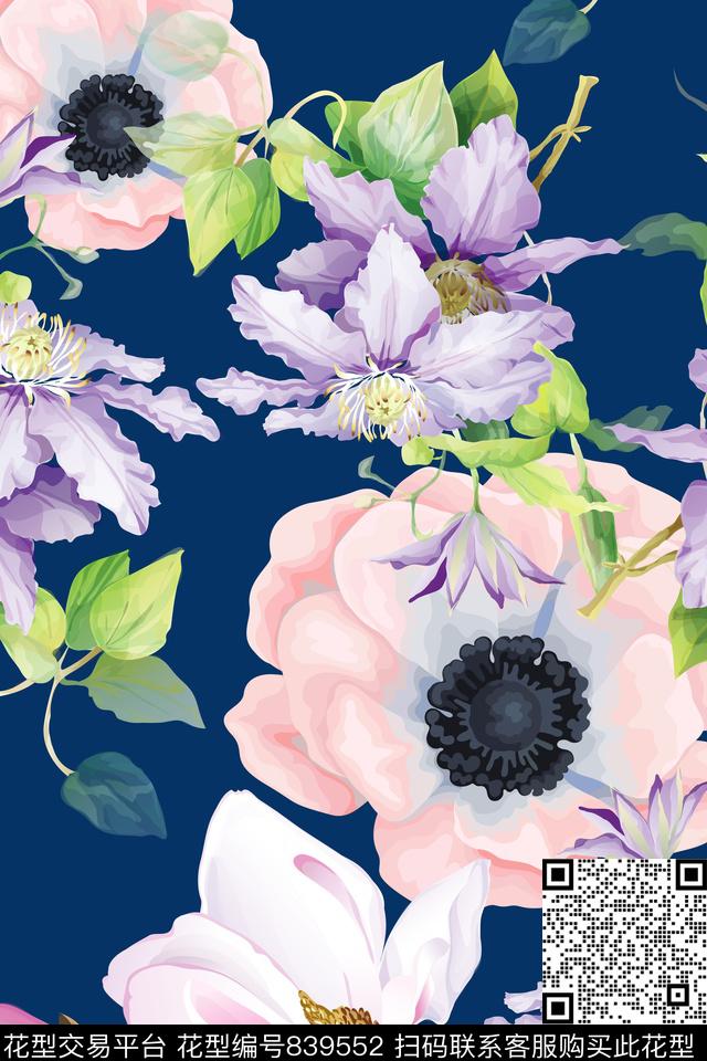 016.jpg - 839552 - 大花 花朵 花卉 - 传统印花花型 － 女装花型设计 － 瓦栏