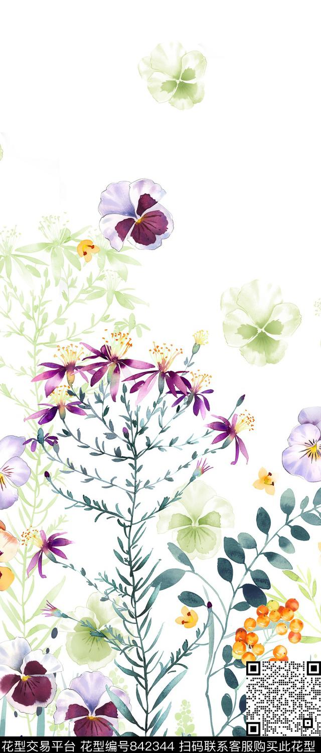 花朵小碎花花卉数码印花花型下载（图片编号: 842344） - 瓦栏（Walan）