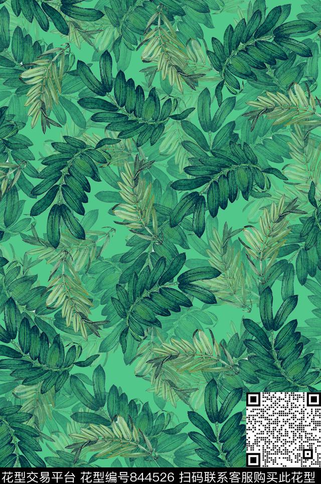 植物中国风国画数码印花花型下载（图片编号: 844526） - 瓦栏（Walan）