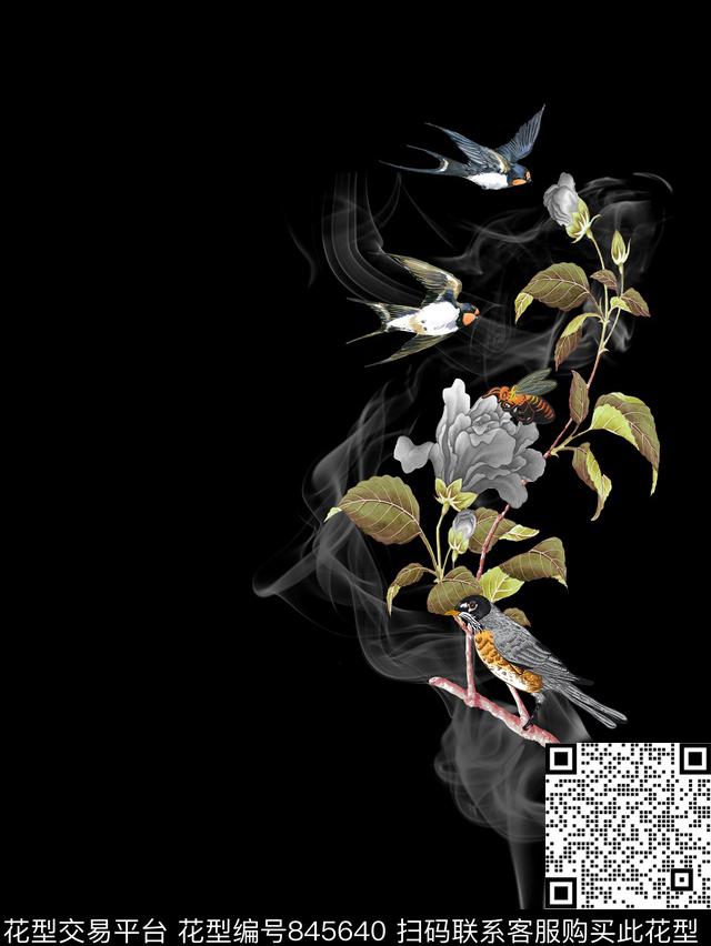 动物时尚花卉数码印花花型下载（图片编号: 845640） - 瓦栏（Walan）
