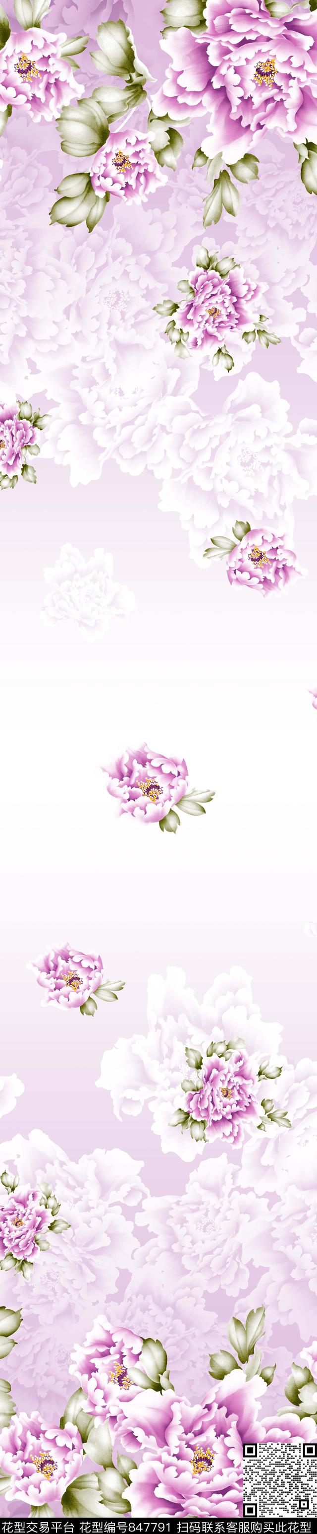 YJH170509c.jpg - 847791 - 花卉 窗帘 彩条 - 传统印花花型 － 窗帘花型设计 － 瓦栏