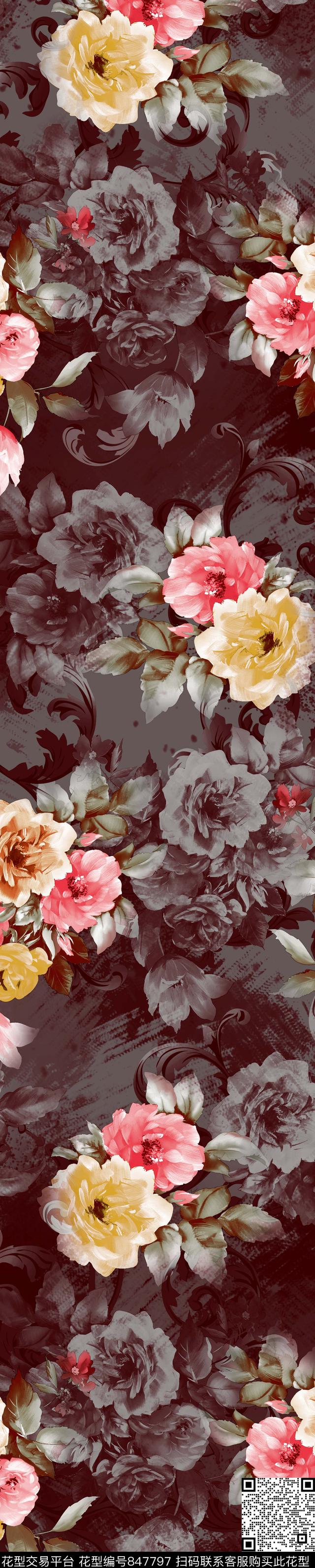 YJH170509h.jpg - 847797 - 牡丹 花朵 花卉 - 数码印花花型 － 窗帘花型设计 － 瓦栏