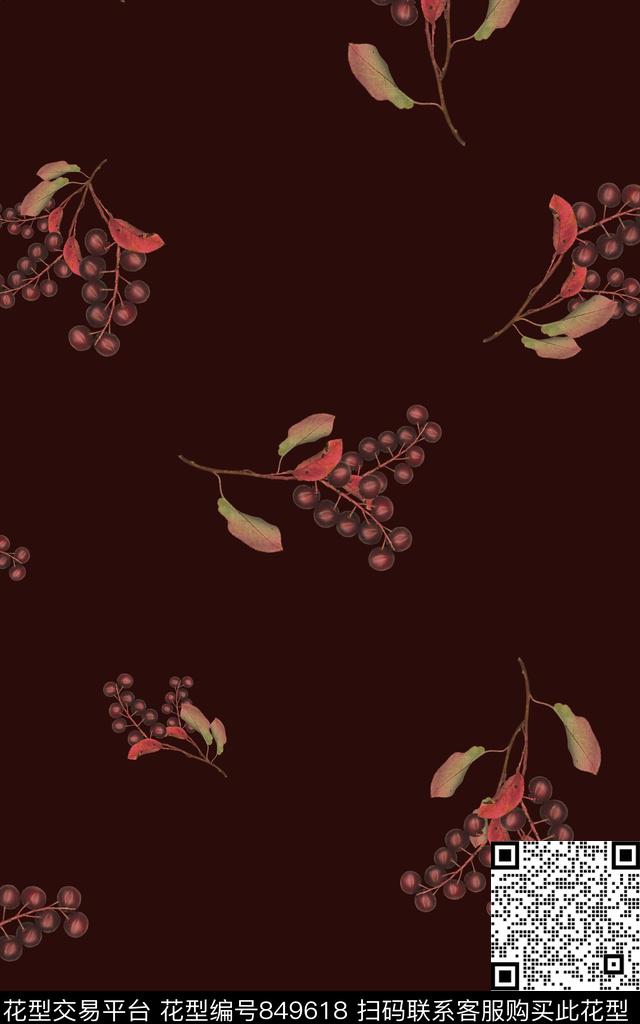 0510g.jpg - 849618 - 果子 植物 素底 - 数码印花花型 － 女装花型设计 － 瓦栏