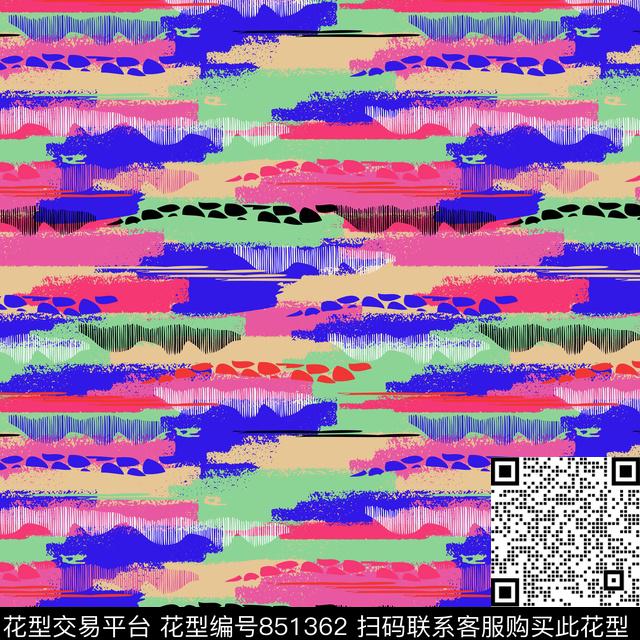 抽象迷彩.jpg - 851362 - 迷彩 手绘 热情 - 数码印花花型 － 泳装花型设计 － 瓦栏