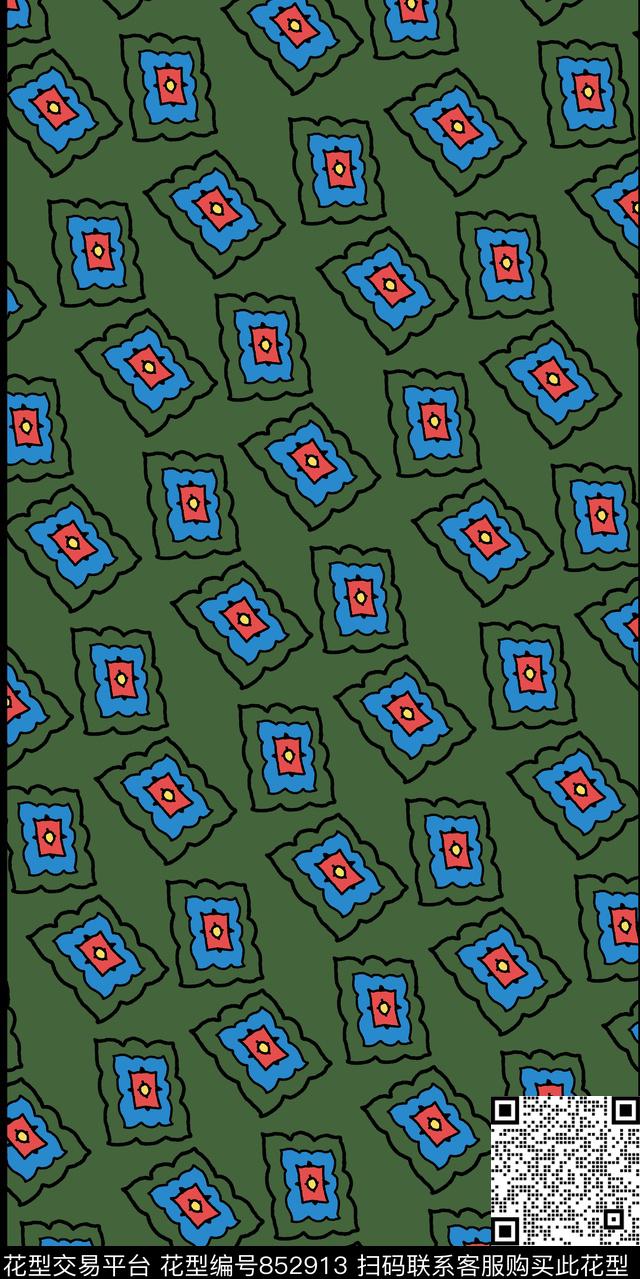红绿格.jpg - 852913 - 千鸟格 方格 色块 - 传统印花花型 － 长巾花型设计 － 瓦栏