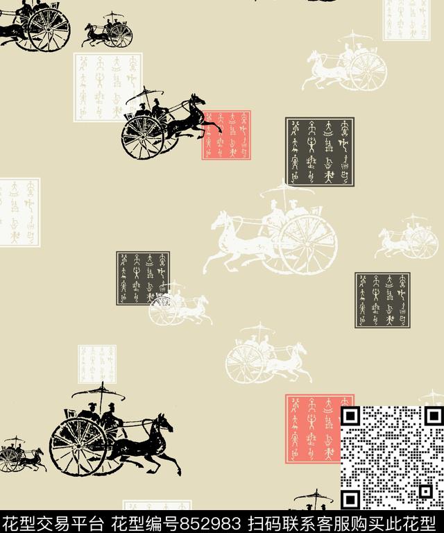 1500- (8).jpg - 852983 - 兵马俑 花卉 中式 - 传统印花花型 － 墙纸花型设计 － 瓦栏