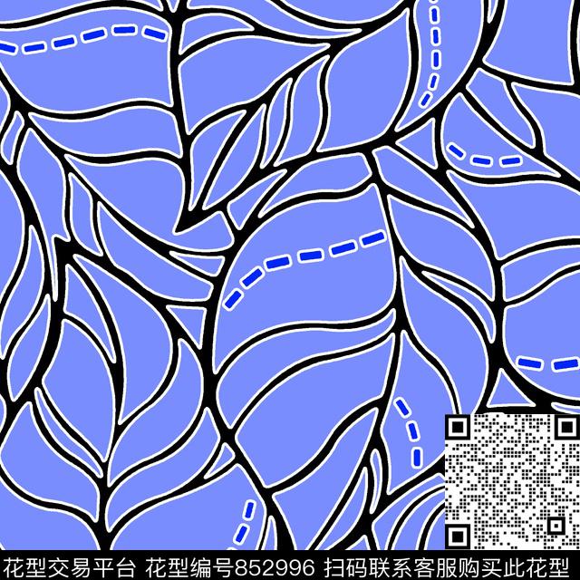 1500- (5).tif - 852996 - 叶子 大花 花朵 - 传统印花花型 － 女装花型设计 － 瓦栏