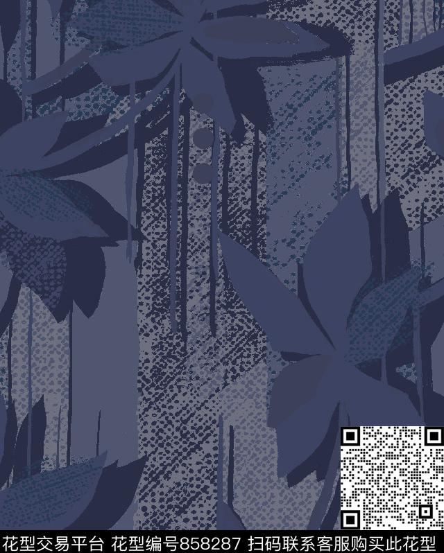 graphic floral_flat-v1.tif - 858287 - 纹理 小方块 黑白灰 - 数码印花花型 － 床品花型设计 － 瓦栏