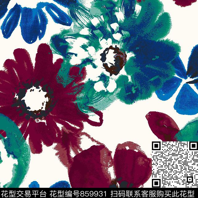 Watercolor Floral_marsala.tif - 859931 - 欧美 宫廷风 卷草 - 传统印花花型 － 床品花型设计 － 瓦栏