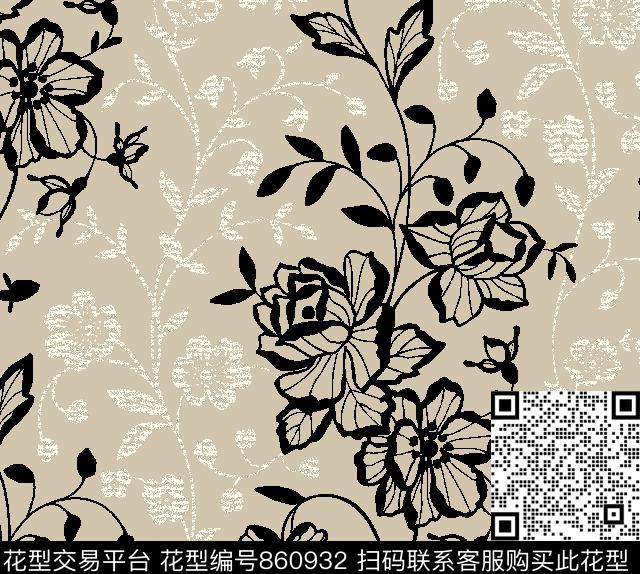 05847 Floral-v1.tif - 860932 - 土耳其风格 部落风 欧洲 - 传统印花花型 － 床品花型设计 － 瓦栏