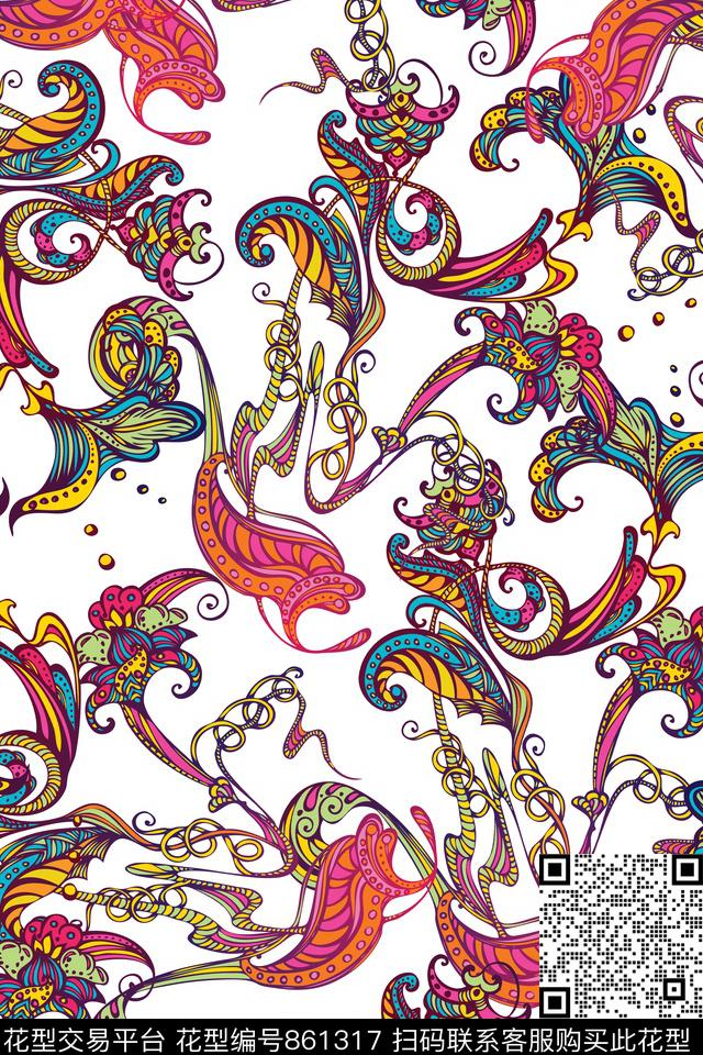 2017053103.jpg - 861317 - 佩斯利 民族风 腰果花 - 传统印花花型 － 女装花型设计 － 瓦栏