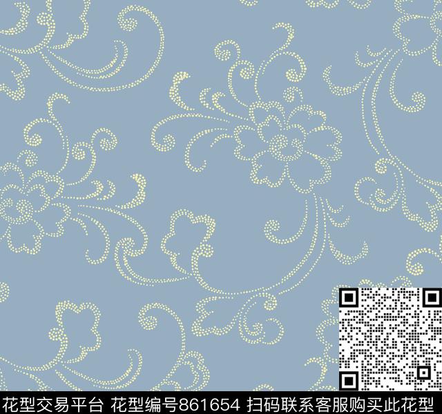 PCHF41618-v1-01.tif - 861654 - 欧美 宫廷风 卷草 - 传统印花花型 － 床品花型设计 － 瓦栏