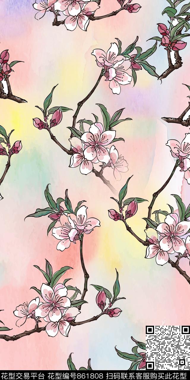 花朵花卉梅花数码印花花型下载（图片编号: 861808） - 瓦栏（Walan）