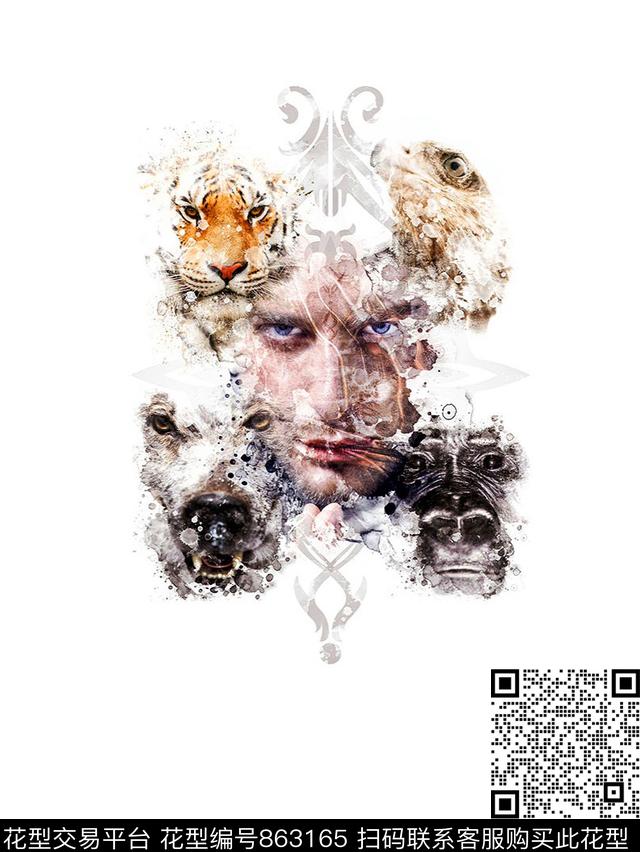 动物欧式时尚数码印花花型下载（图片编号: 863165） - 瓦栏（Walan）