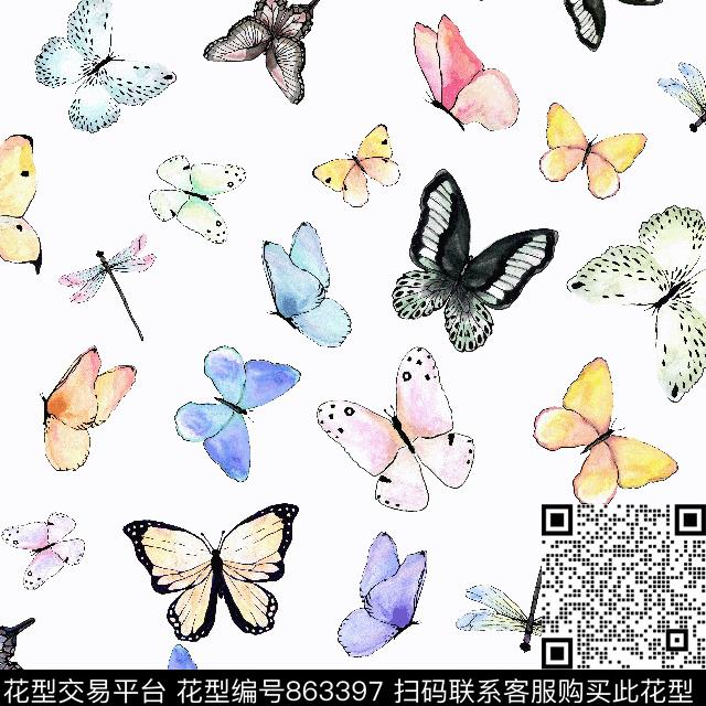 butterflypillowv2_flat_fullart-v1b.tif - 863397 - 线条 条纹 波浪纹 - 传统印花花型 － 女装花型设计 － 瓦栏