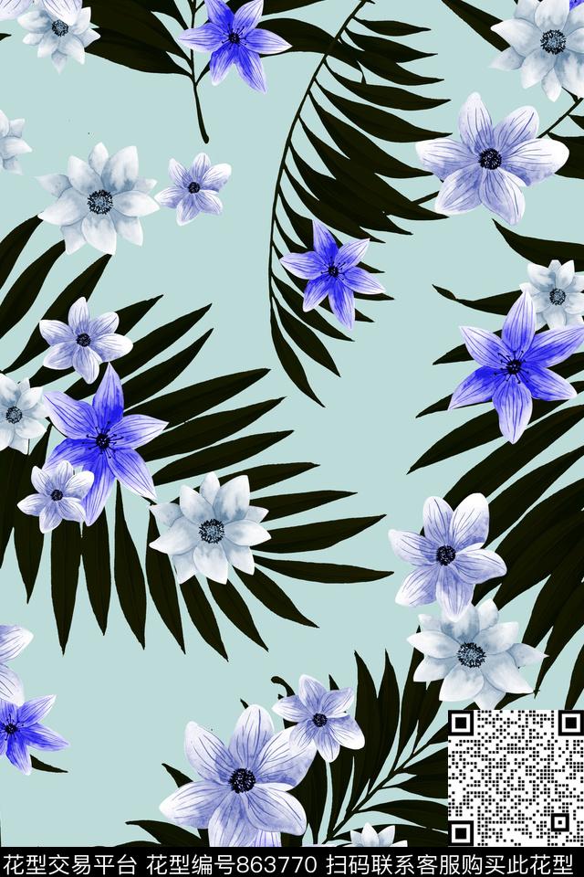 花朵花卉乱花数码印花花型下载（图片编号: 863770） - 瓦栏（Walan）