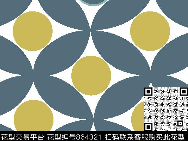 y-0410-A.tif - 864321 - 小方块 色块 传统印花 - 传统印花花型 － 方巾花型设计 － 瓦栏