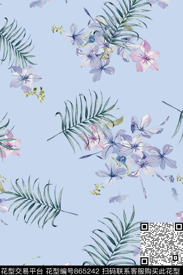 小碎花花卉清新雅致数码印花花型下载（图片编号: 865242） - 瓦栏（Walan）