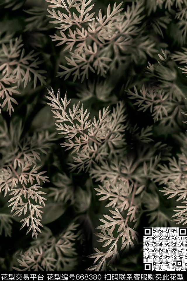 植物叶子风景数码印花花型下载（图片编号: 868380） - 瓦栏（Walan）