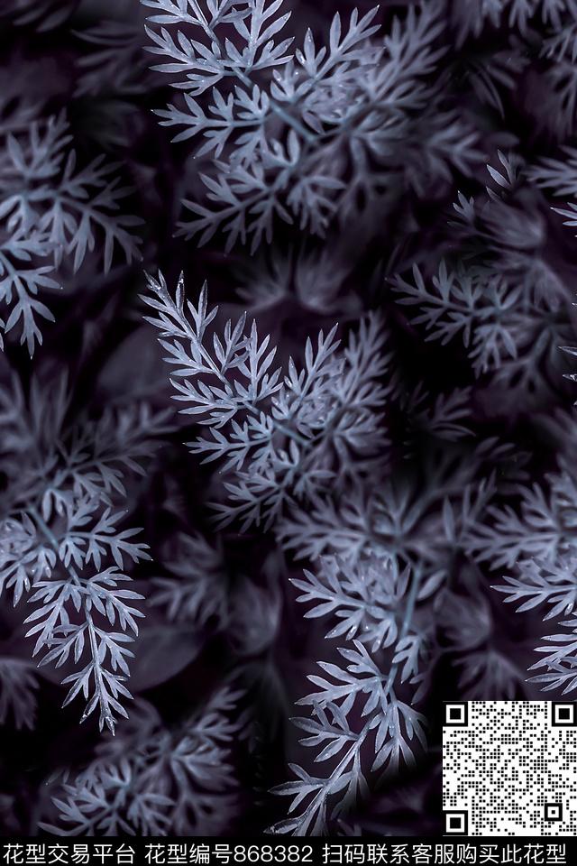 植物叶子风景数码印花花型下载（图片编号: 868382） - 瓦栏（Walan）