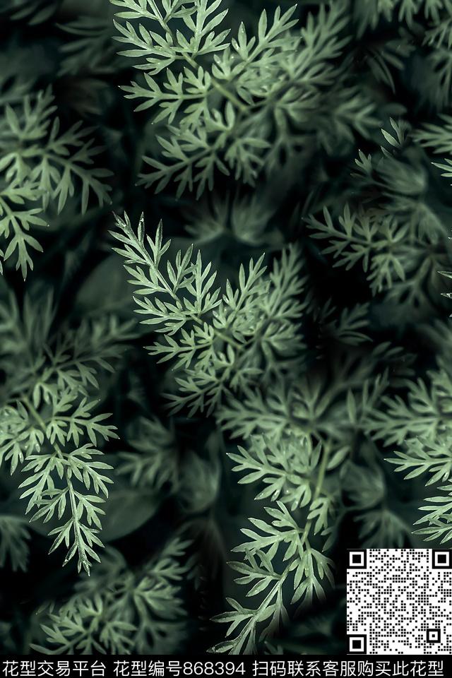 植物叶子风景数码印花花型下载（图片编号: 868394） - 瓦栏（Walan）