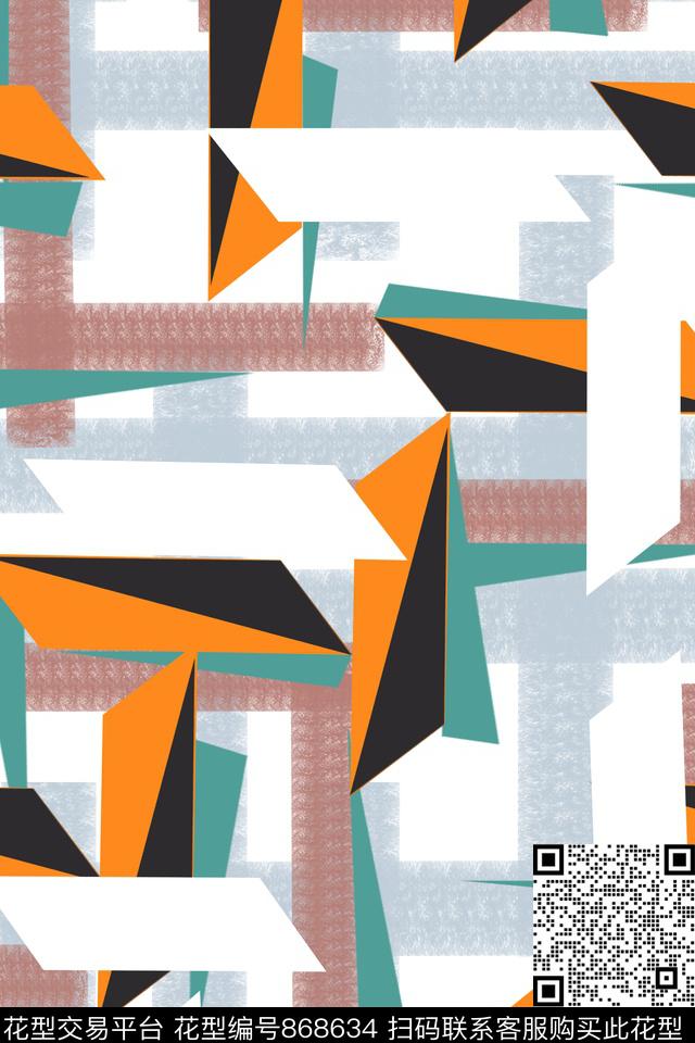 不规则几何三角形几何数码印花花型下载（图片编号: 868634） - 瓦栏（Walan）