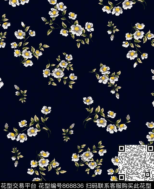 花卉小翠花手绘花卉数码印花花型下载（图片编号: 868836） - 瓦栏（Walan）