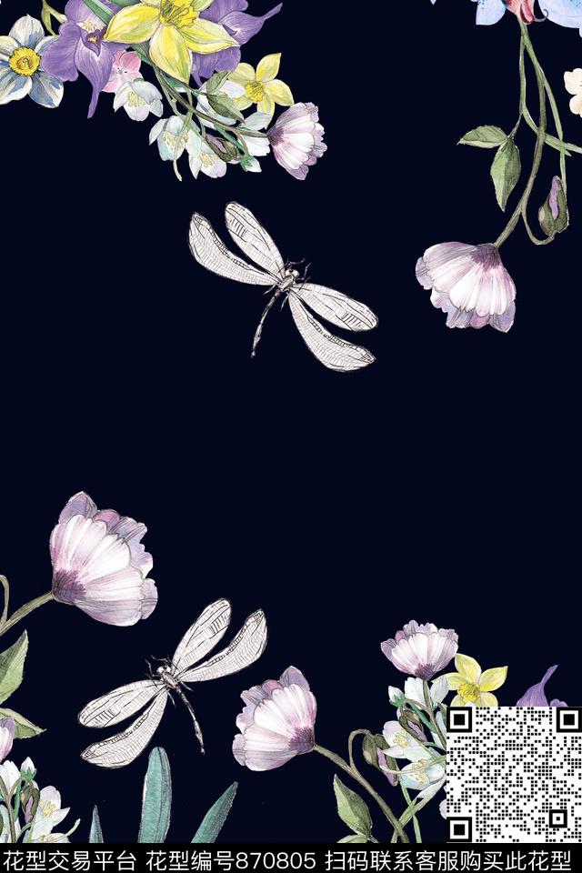 044.jpg - 870805 - 小碎花 花朵 花卉 - 数码印花花型 － 长巾花型设计 － 瓦栏