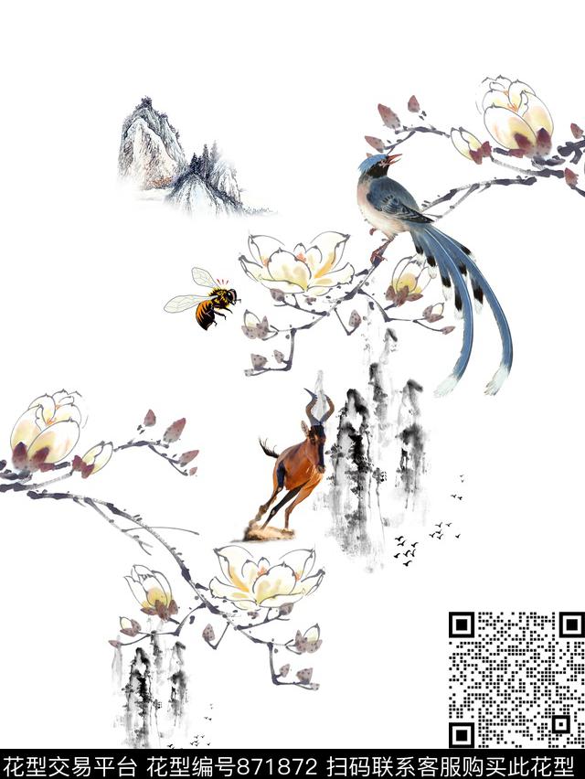 时尚欧式动物传统印花花型下载（图片编号: 871872） - 瓦栏（Walan）