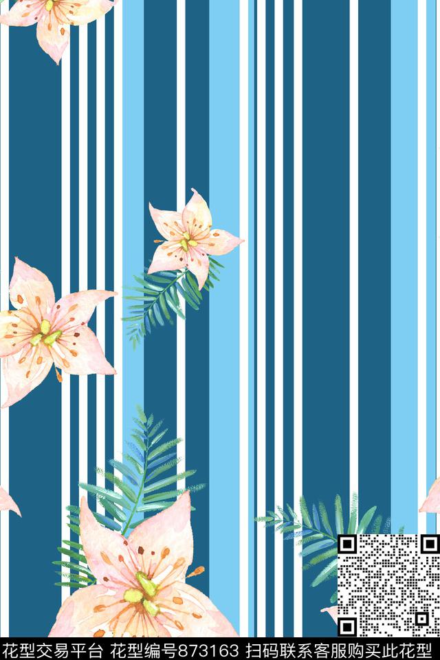 细条纹竖条条纹数码印花花型下载（图片编号: 873163） - 瓦栏（Walan）