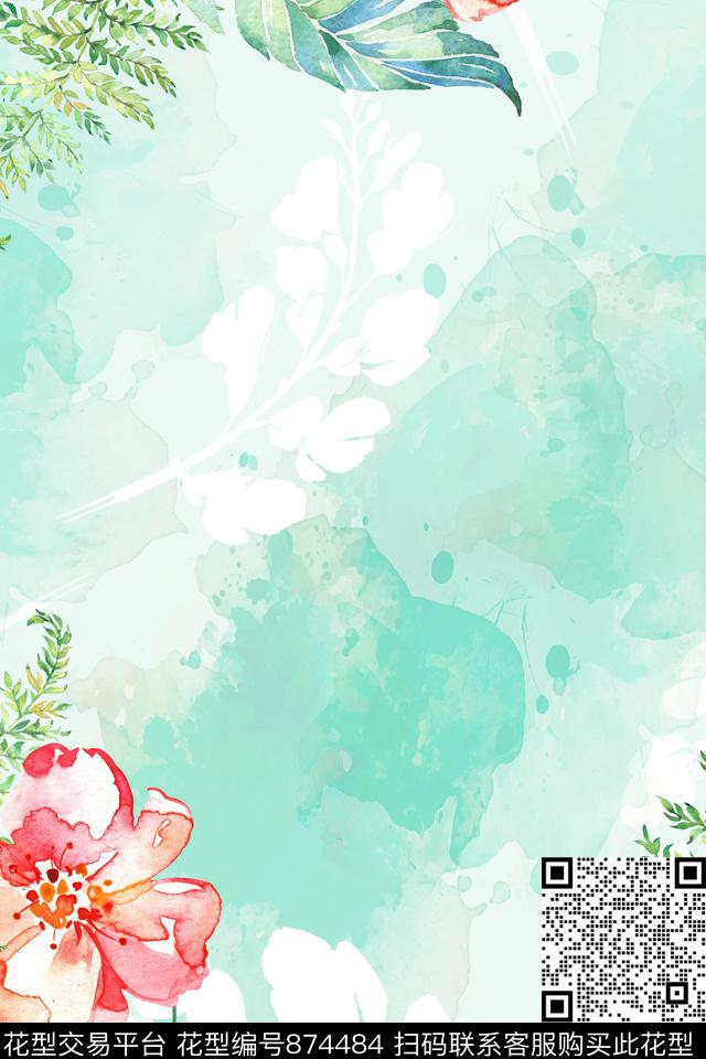 趣味植物热带数码印花花型下载（图片编号: 874484） - 瓦栏（Walan）