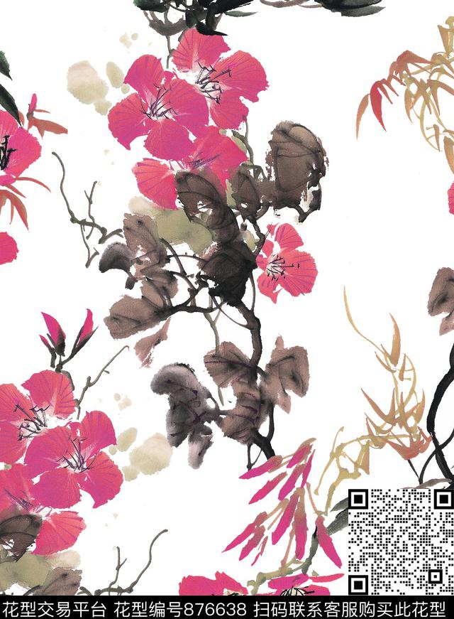 81B.jpg - 876638 - 大花 牵牛花 花朵 - 传统印花花型 － 女装花型设计 － 瓦栏